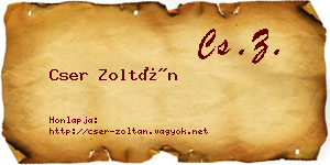 Cser Zoltán névjegykártya